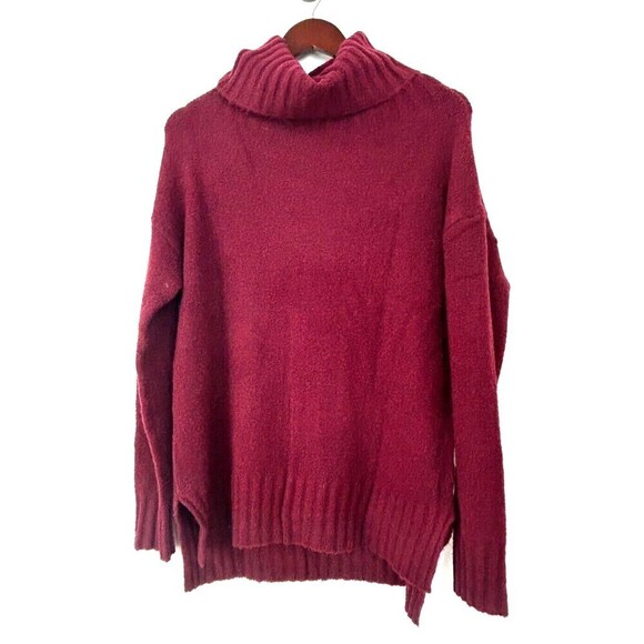 Womens Sweater Burgundy Knit Acrylic Long Raglan Sleeve Turtleneck Pullover Sz M - Picture 4 of 12